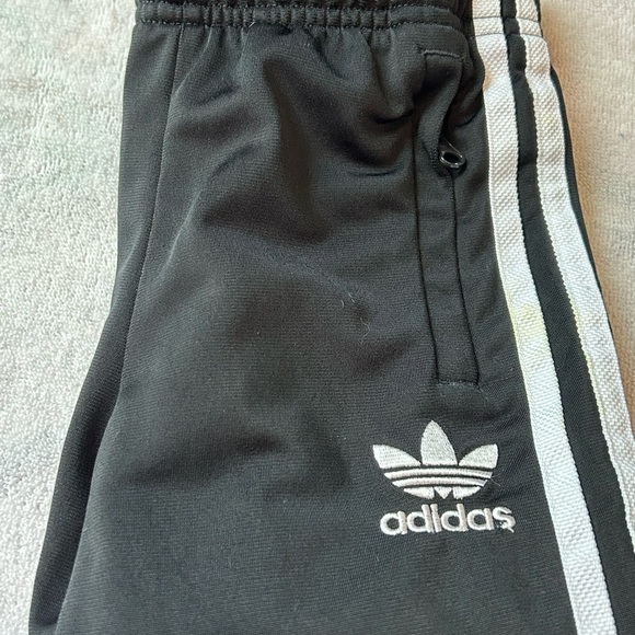Adidas Kids Black Joggers with White Stripes - Picture 3 of 5